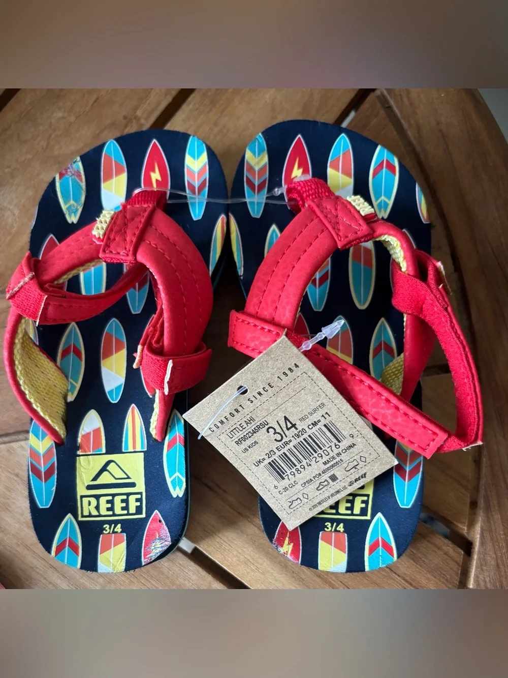 NWT Reef Little Kids Surfboard Sandals Sz 3/4